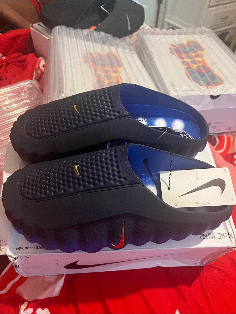 Nike Men’s Slip-On Loafers — Black with Blue & Red Accents